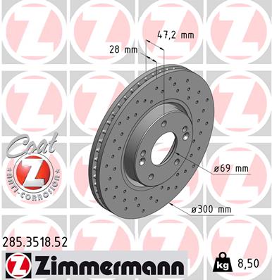 Тормозной диск ZIMMERMANN арт. 285351852