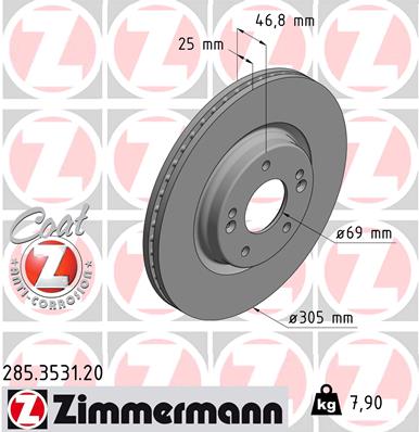 Тормозной диск ZIMMERMANN арт. 285.3531.20