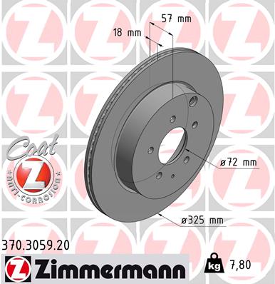 Тормозной диск ZIMMERMANN арт. 370.3059.20