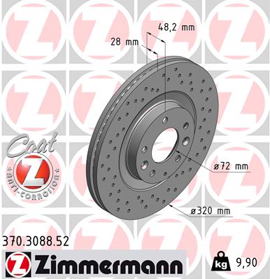 Тормозной диск ZIMMERMANN арт. 370.3088.52