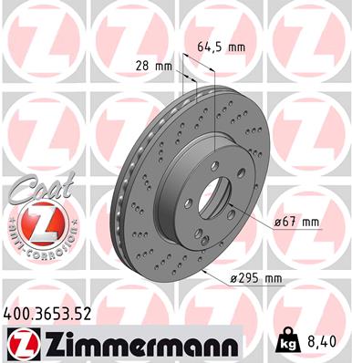 Тормозной диск ZIMMERMANN арт. 400365352