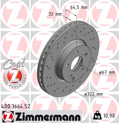 Тормозной диск ZIMMERMANN арт. 400366452