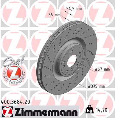 Тормозной диск BREMBO арт. 400.3684.20