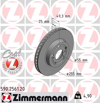 Тормозной диск ZIMMERMANN 590.2561.20