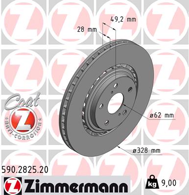 Тормозной диск ZIMMERMANN арт. 590.2825.20