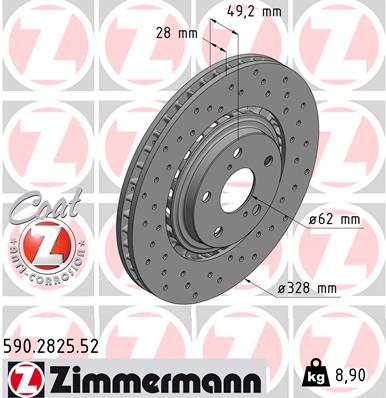 Тормозной диск ZIMMERMANN арт. 590.2825.52