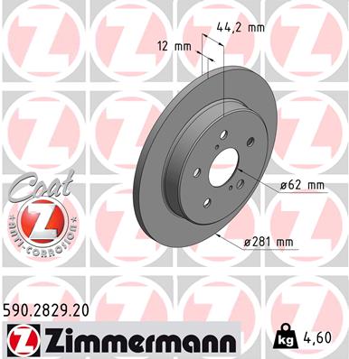 Тормозной диск ZIMMERMANN арт. 590.2829.20