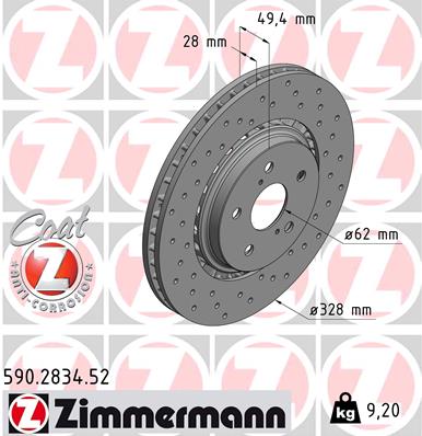 Тормозной диск ZIMMERMANN арт. 590283452