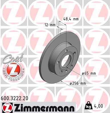 Тормозной диск ZIMMERMANN арт. 600.3222.20