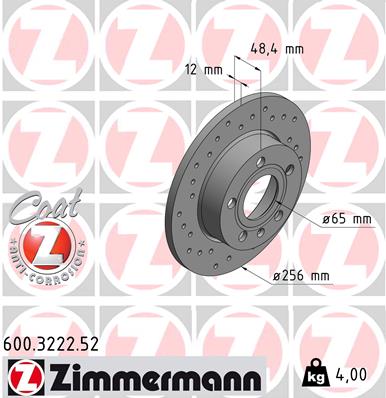 Тормозной диск ZIMMERMANN арт. 600.3222.52