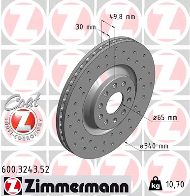 Тормозной диск ZIMMERMANN арт. 600324352