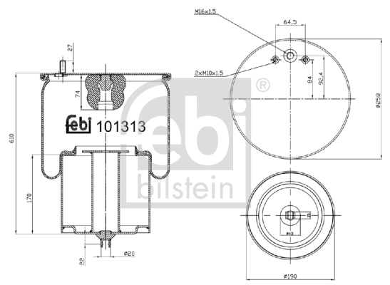 Кожух пневматической рессоры FEBI BILSTEIN 101313