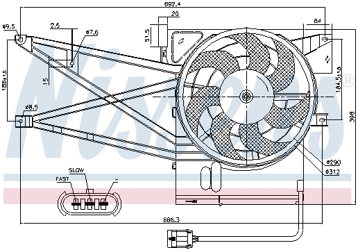 Вентилятор охлаждения двигателя THERMOTEC арт. 85017
