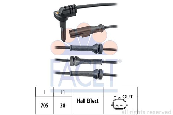 Датчик ABS Dacia DUSTER/Renault FLUENCE, MEGANE III, SCENIC III 08- перед Л/Пр FEBI BILSTEIN арт. 21.0102