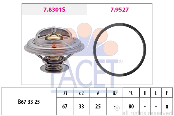 Термостат BMW 3 (E30/E36)/5 (E34)/7 (E23/E32)/MB (W123) 82- (79 C) GATES арт. 7.8301