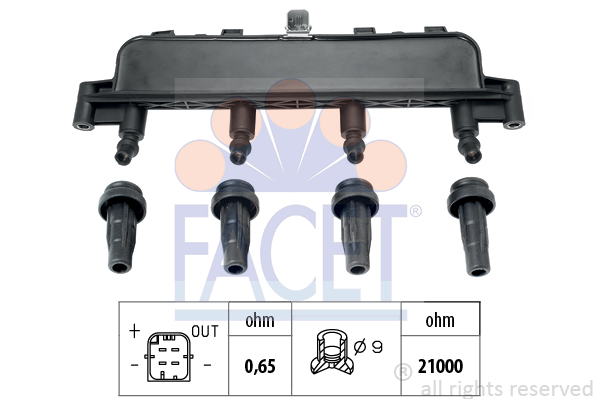 Катушка зажигания BERLINGO/C2/C3 I/C3/P206/P307 1.1-1.6 93- ERA арт. 9.6305