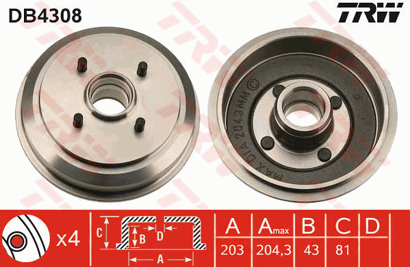 Гальмівний барабан DELPHI арт. DB4308