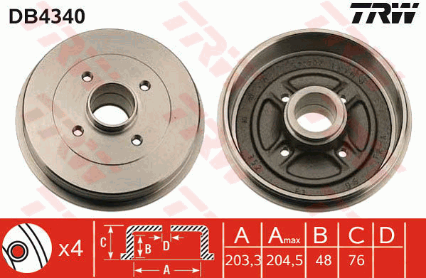 Тормозной барабан ABE арт. DB4340