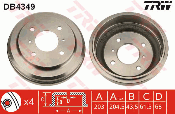 Тормозной барабан BLUE PRINT арт. DB4349