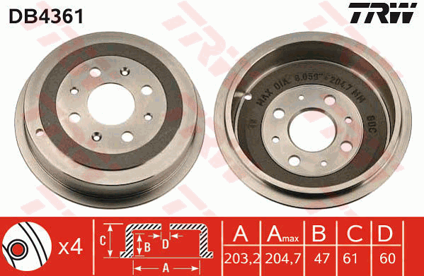 Тормозной барабан BORG & BECK арт. DB4361