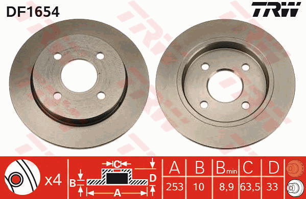 Тормозной диск BOSCH арт. DF1654