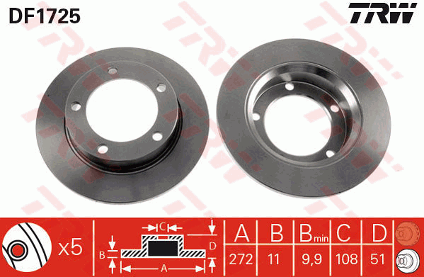 Тормозной диск BREMBO арт. DF1725