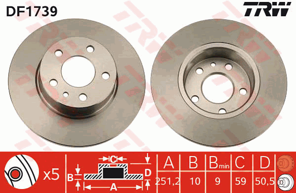 Тормозной диск BREMBO арт. DF1739