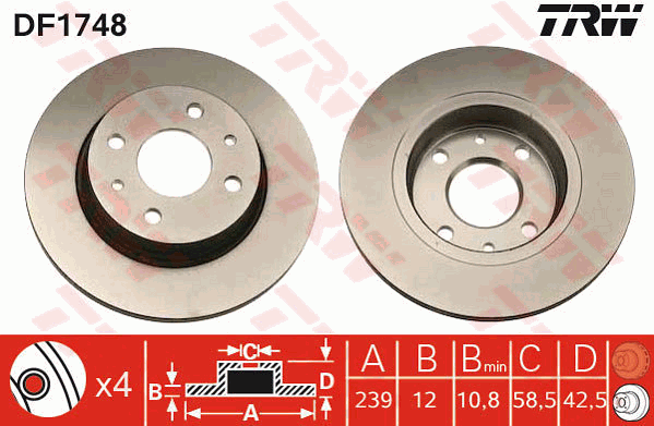 Тормозной диск BREMBO арт. DF1748