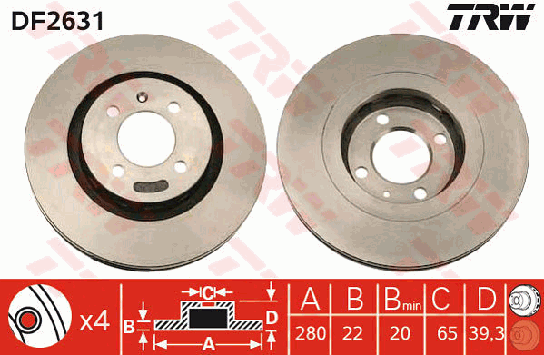 Тормозной диск BREMBO арт. DF2631