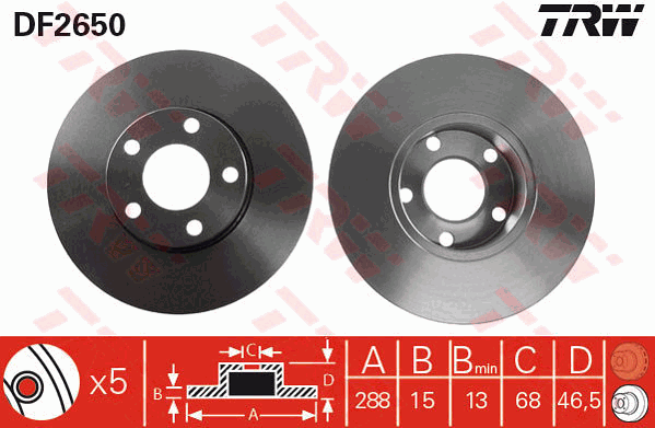 Тормозной диск BOSCH арт. DF2650