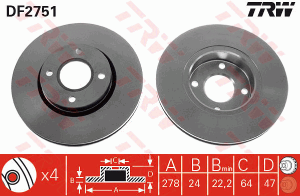 Тормозной диск BREMBO арт. DF2751