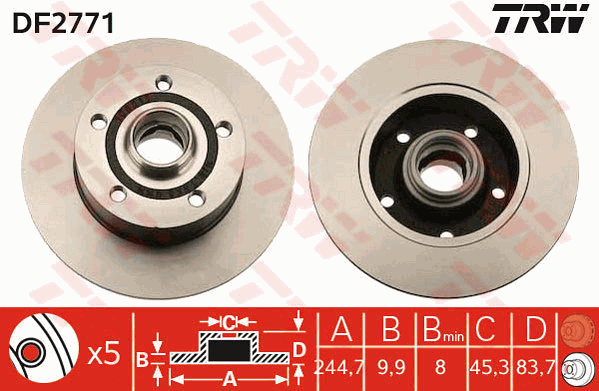 Тормозной диск BOSCH арт. DF2771