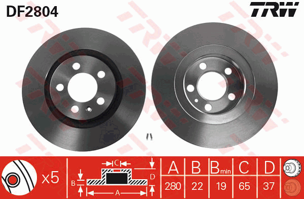 Тормозной диск CHAMPION арт. DF2804