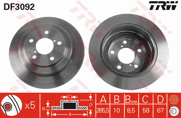 Тормозной диск BOSCH арт. DF3092