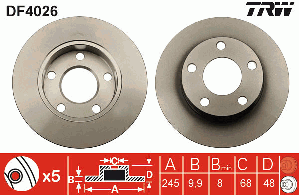 Тормозной диск BOSCH арт. DF4026