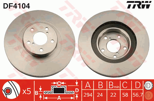 Тормозной диск KAVO PARTS арт. DF4104