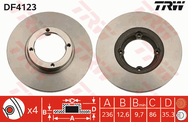 Тормозной диск BOSCH арт. DF4123