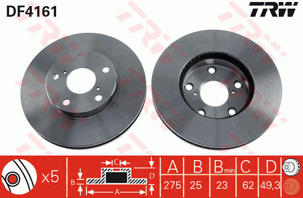 Тормозной диск TOYOTA арт. DF4161