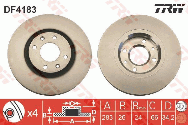 Тормозной диск ATE арт. DF4183