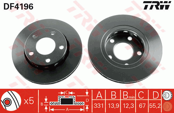 Тормозной диск BOSCH арт. DF4196