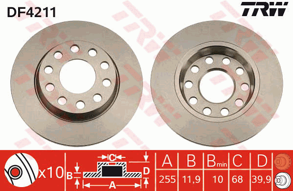 Тормозной диск ZIMMERMANN арт. DF4211