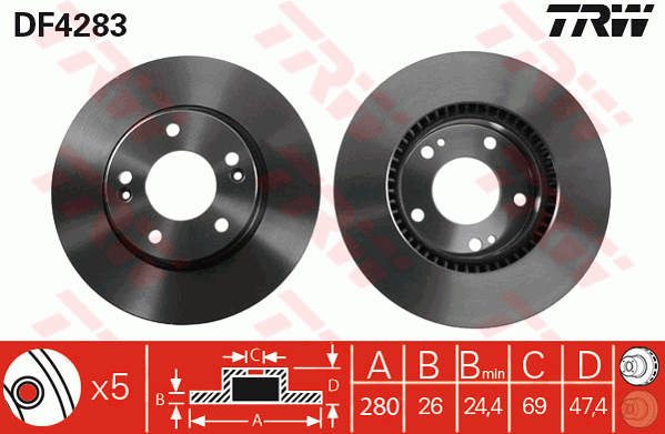 Тормозной диск HYUNDAI арт. DF4283