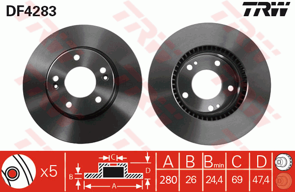 Тормозной диск BLUE PRINT арт. DF4283