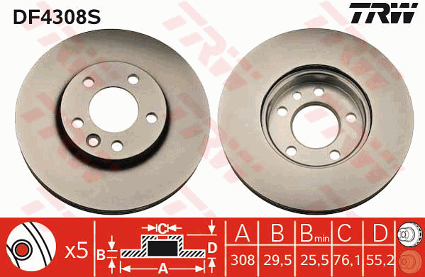 Тормозной диск BOSCH арт. DF4308S