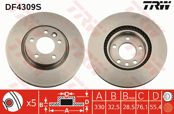 Тормозной диск BREMBO арт. DF4309S