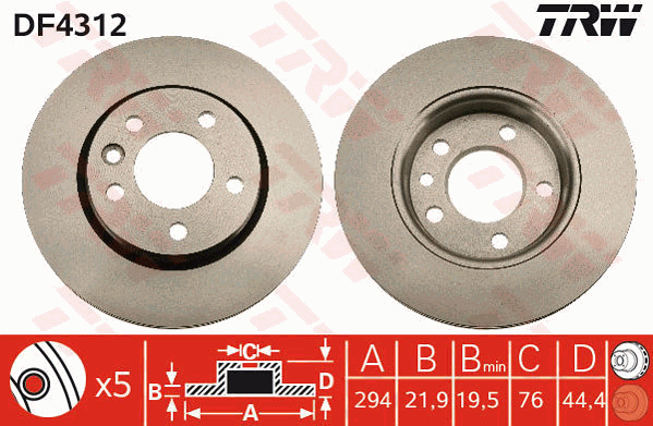 Тормозной диск HELLA PAGID арт. DF4312