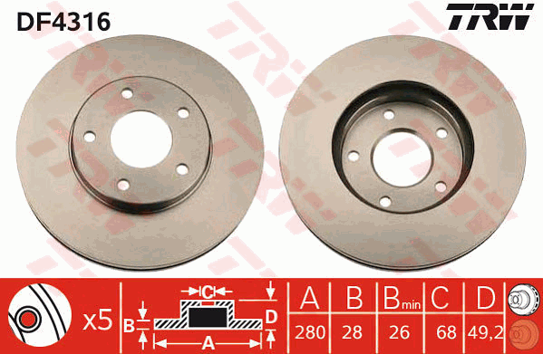 Тормозной диск  арт. DF4316