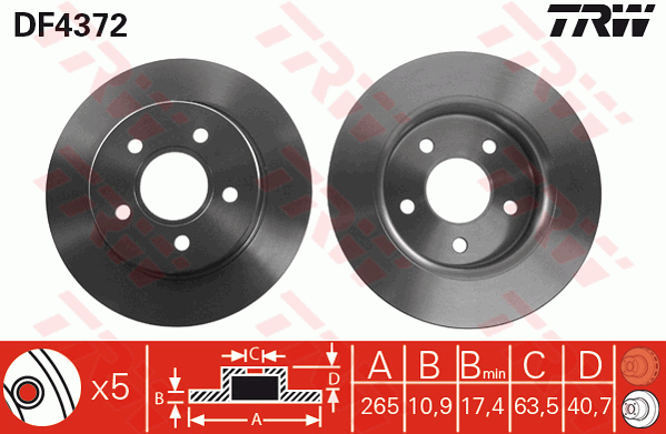 Тормозной диск BOSCH арт. DF4372