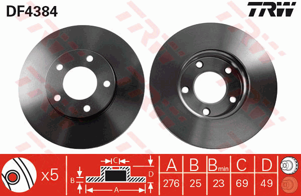 Тормозной диск CHAMPION арт. DF4384