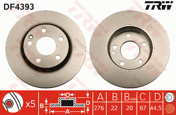 Тормозной диск BOSCH арт. DF4393